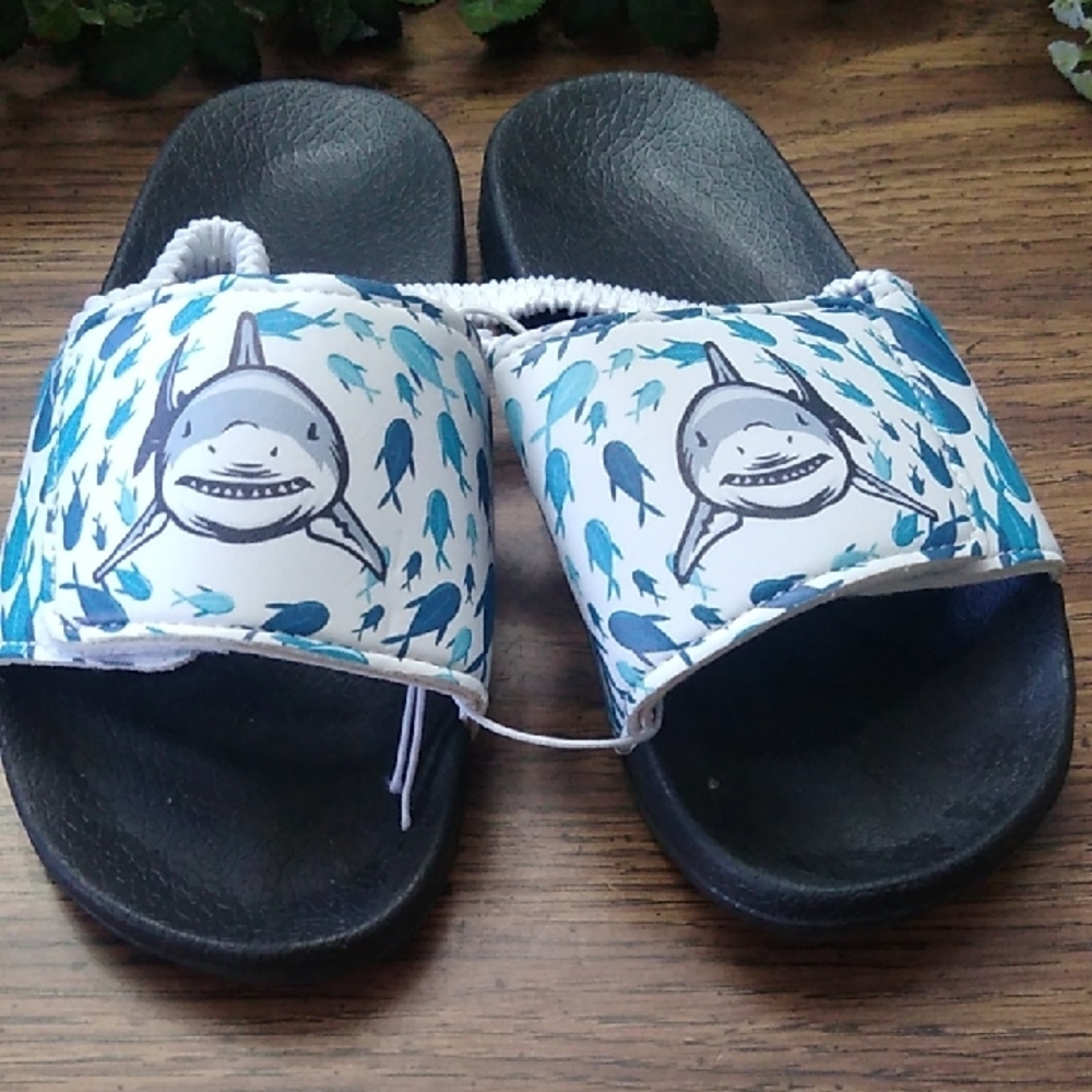 Kids Shark Print Slide Sandals
